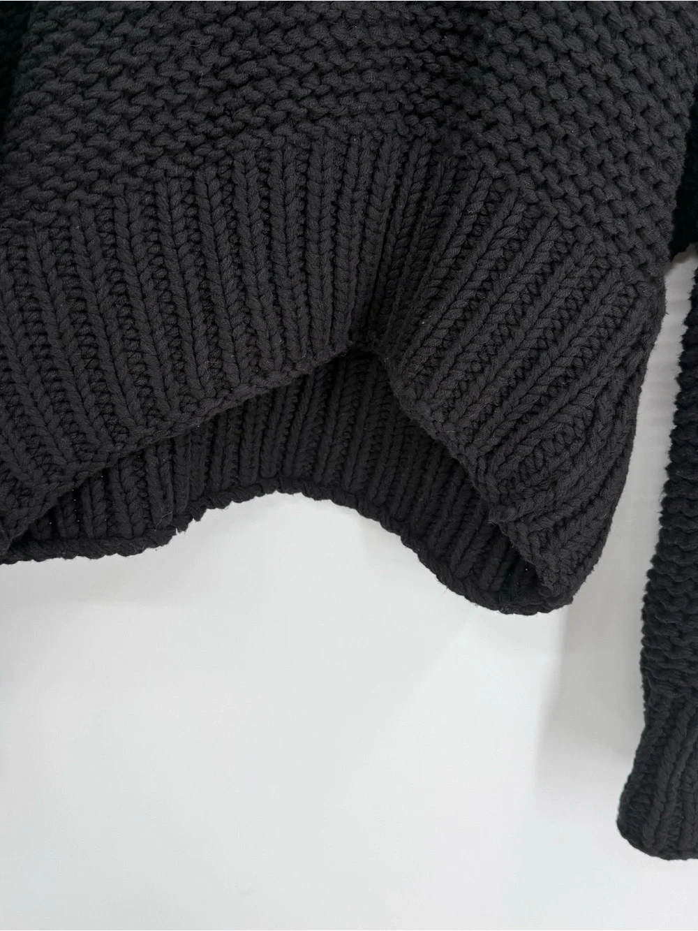 Free People Womens Sweater My Only Sunshine Size L Black Chunky Knit Mock Neck